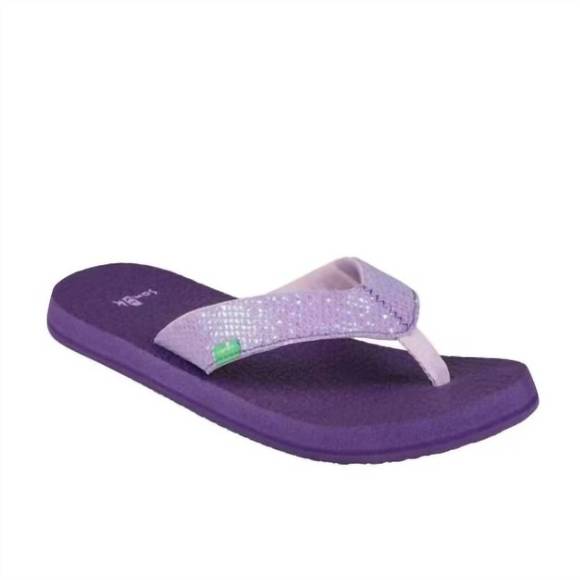 NEW SANUK kid's yoga glitter flip flop in purple - Picture 1 of 3